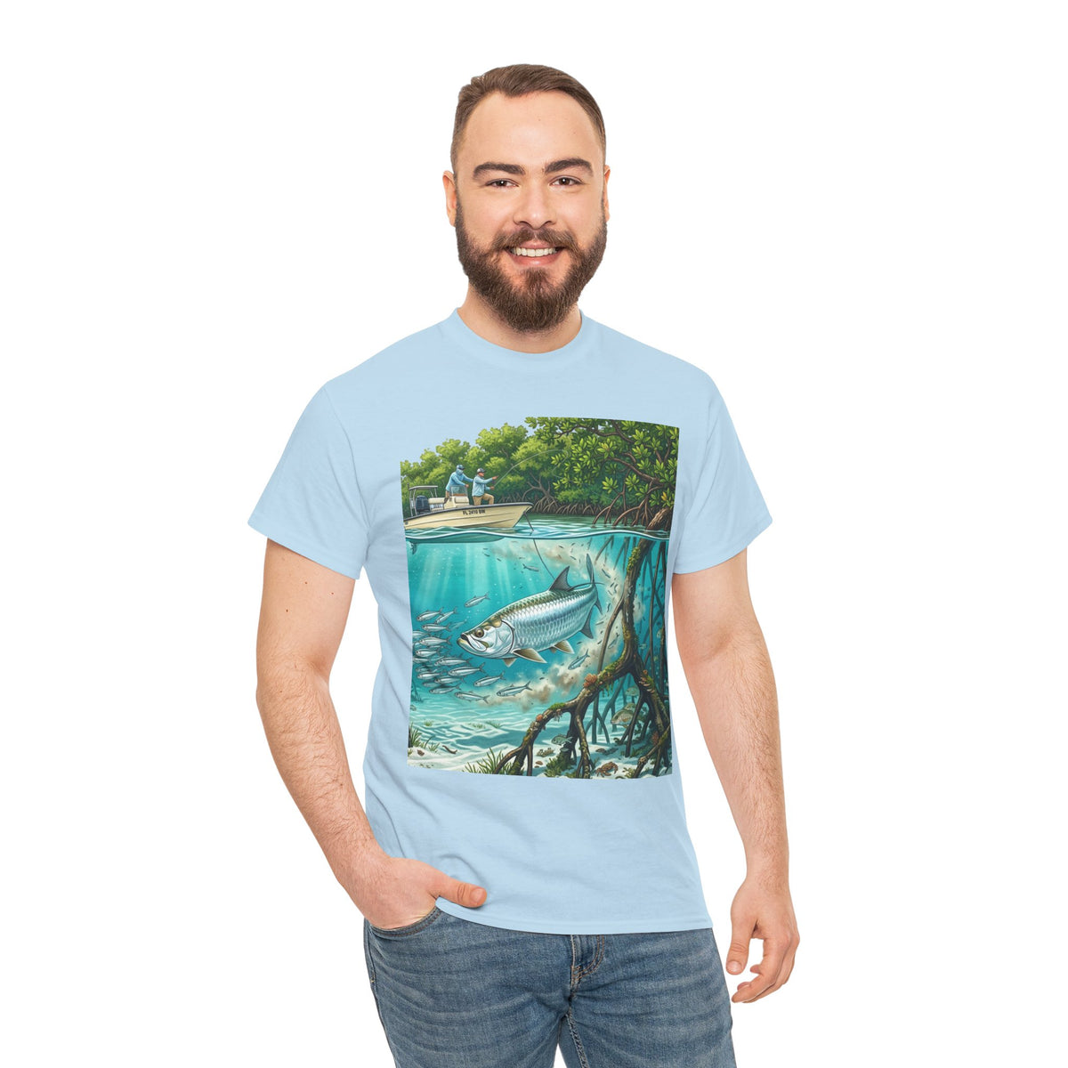 Fishing T-Shirt — "Back-Bay Rebel" Mangrove Born Graphic Tee