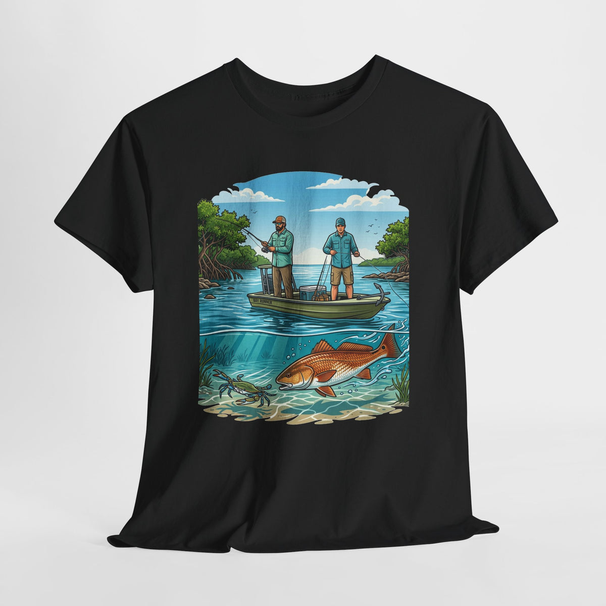 Fishing Tee — "Tracking the Tide, Living the Past" Graphic Shirt