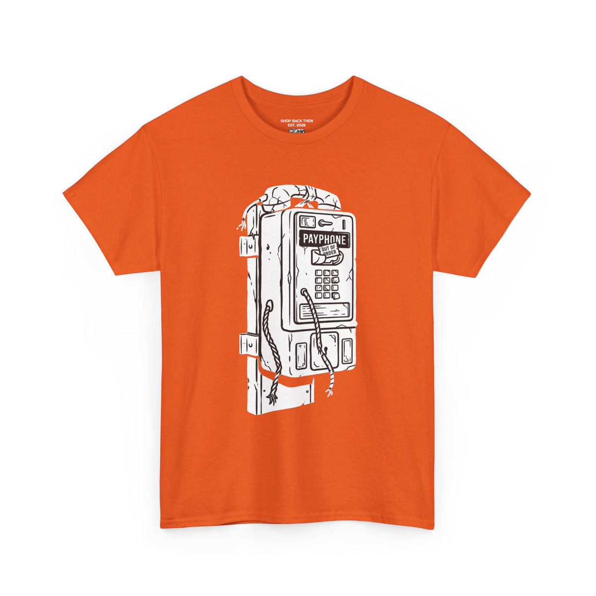 Retro Payphone T‑Shirt — "Back in the Day We Were Free Not Tracked" Vintage Camera Tee