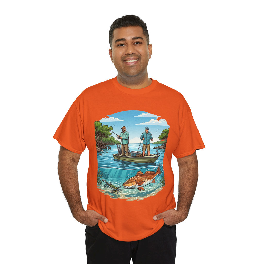 Fishing Tee — "Tracking the Tide, Living the Past" Graphic Shirt