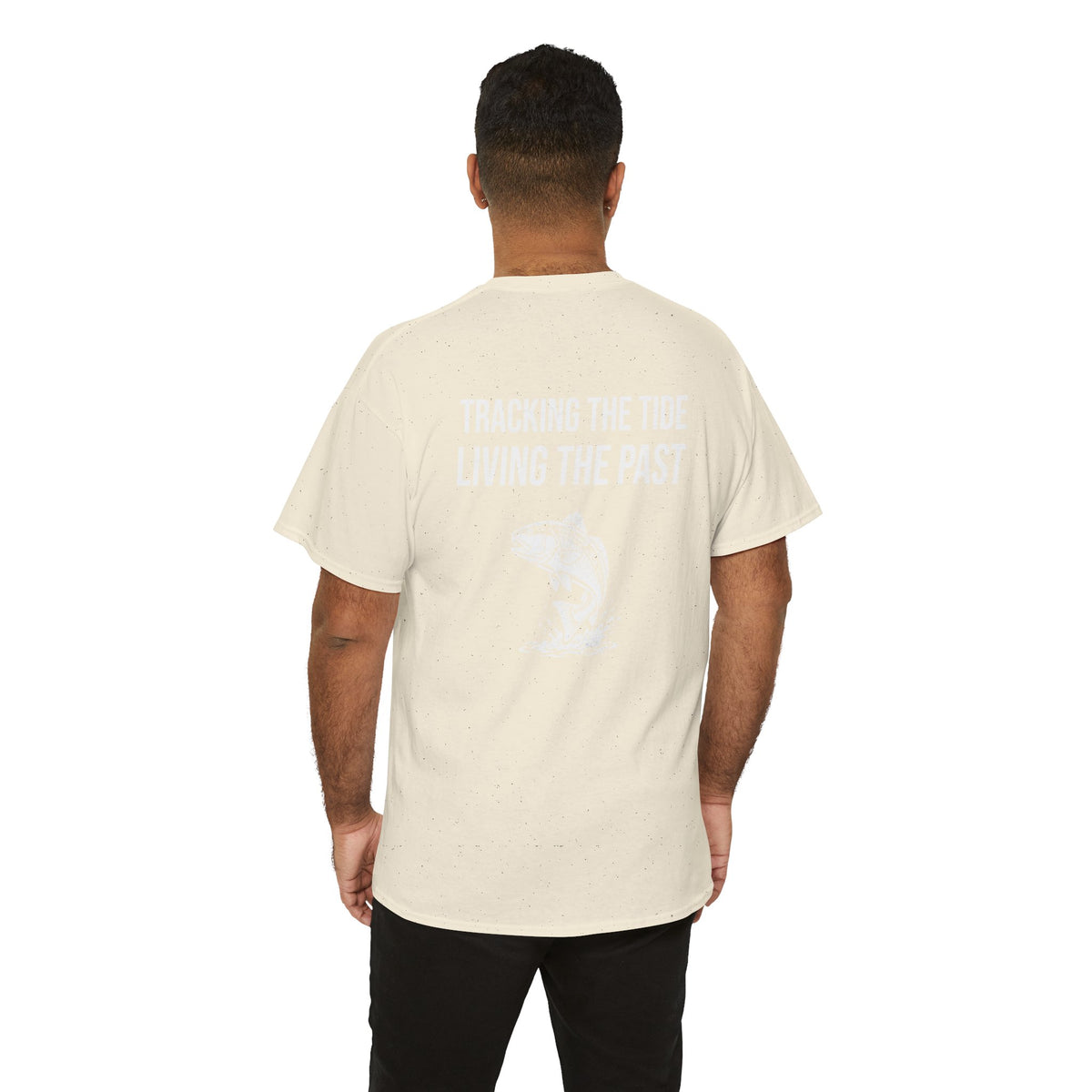 Fishing Tee — "Tracking the Tide, Living the Past" Graphic Shirt