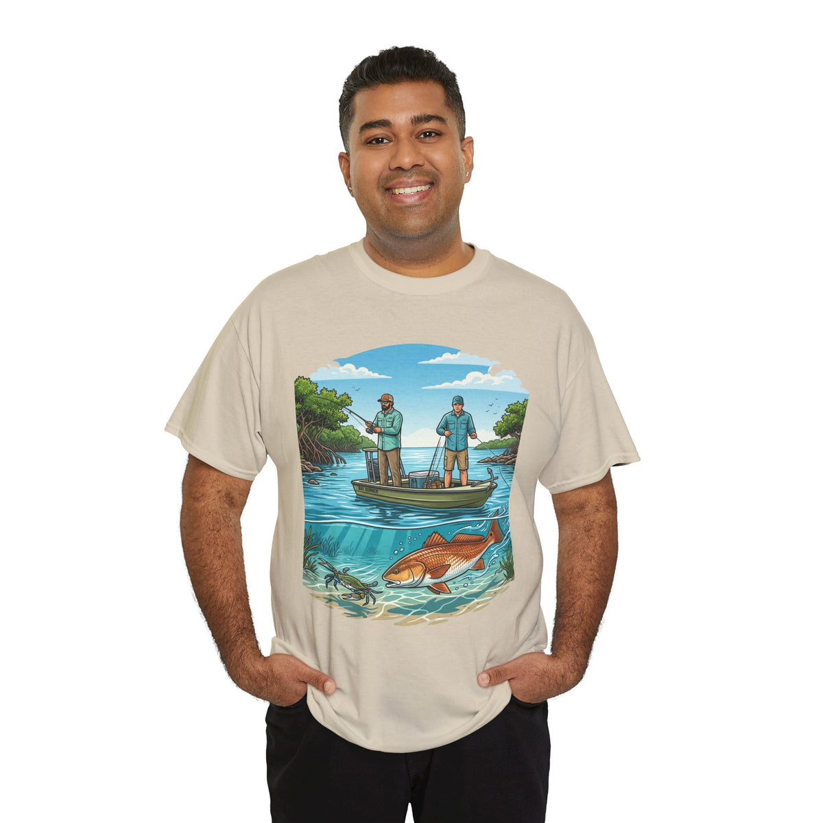 Fishing Tee — "Tracking the Tide, Living the Past" Graphic Shirt