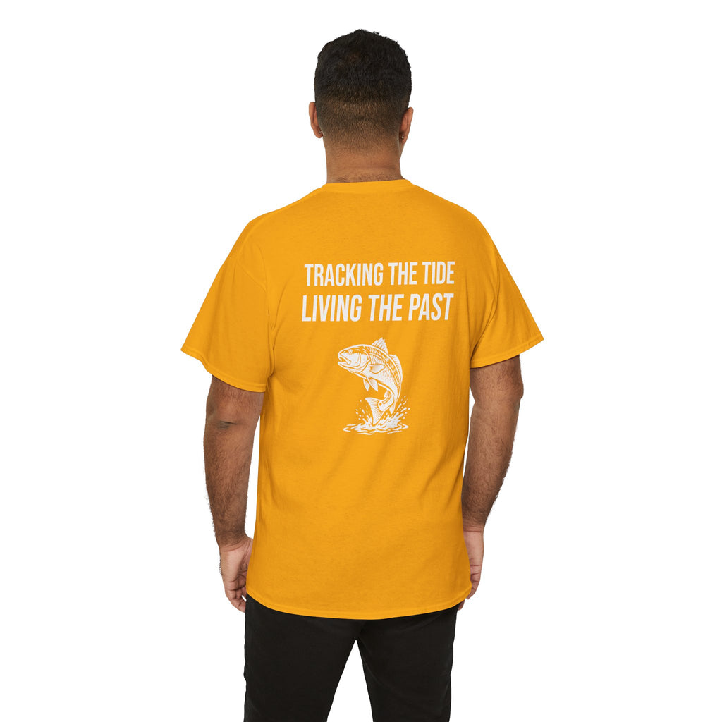 Fishing Tee — "Tracking the Tide, Living the Past" Graphic Shirt