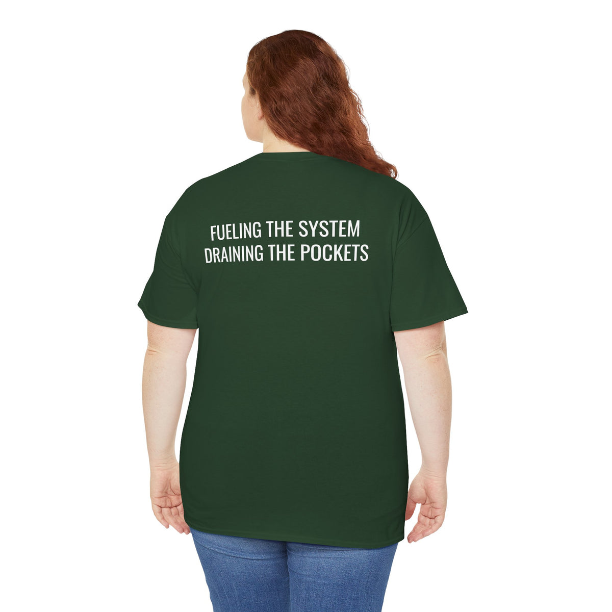 Gas Pump Graphic Tee — "Fueling the System, Draining the Pockets" Statement T-Shirt