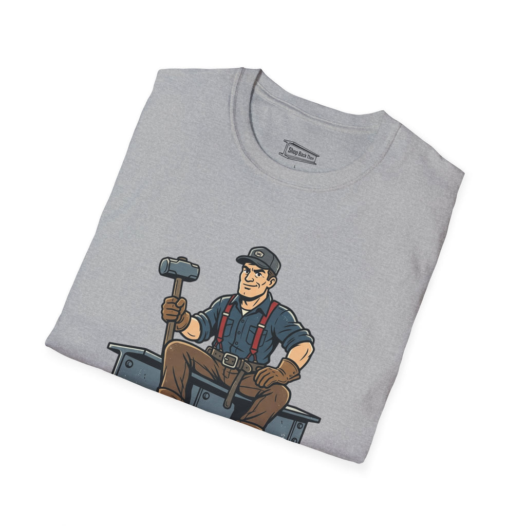 Builder Tee – "Didn't Need An App" Vintage Tradesman Graphic