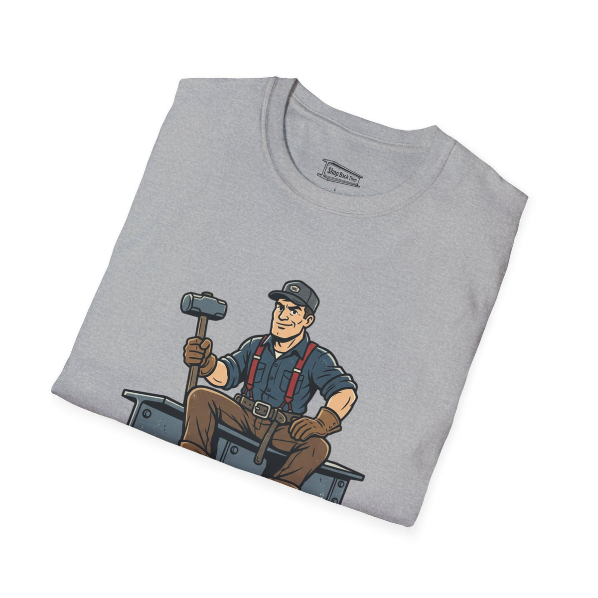 Builder Tee – "Didn't Need An App" Vintage Tradesman Graphic