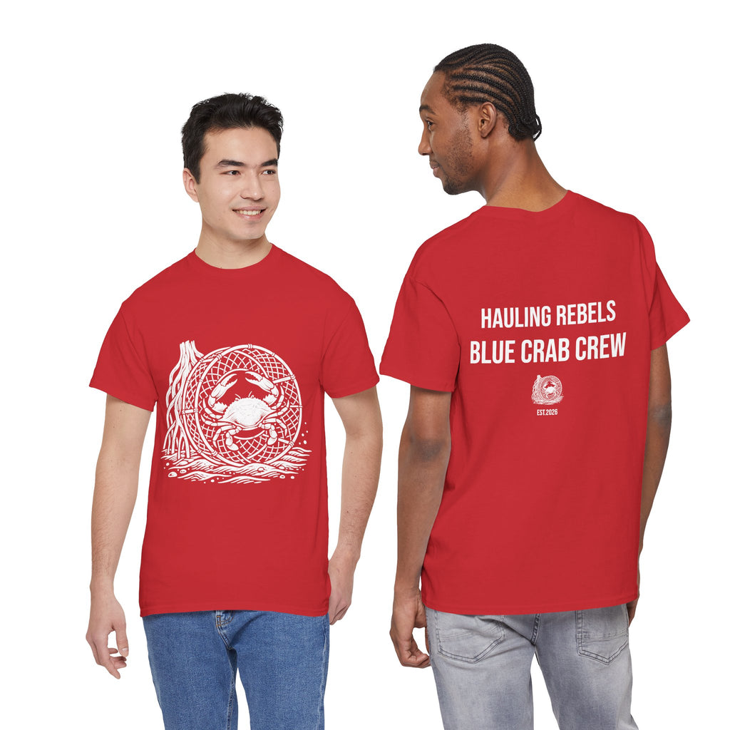 Crab Crew Graphic Tee — "Hauling Rebels Blue Crab Crew" Cotton T-Shirt