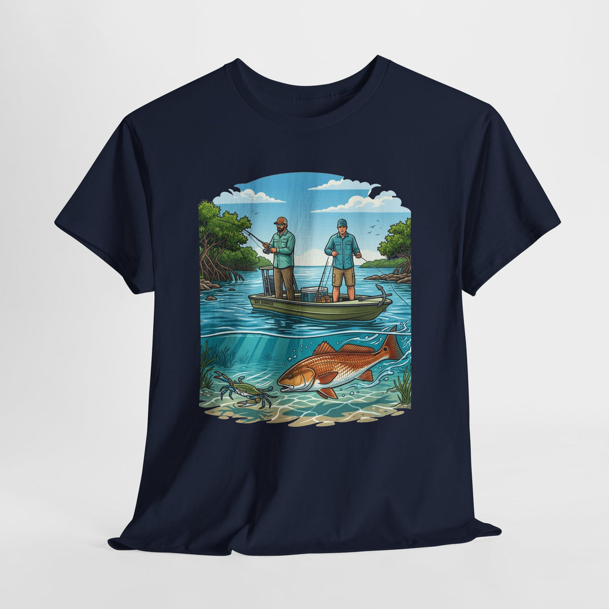 Fishing Tee — "Tracking the Tide, Living the Past" Graphic Shirt