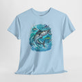 Wahoo Ocean Fishing Tee — Painterly Blue Marlin-Style Graphic