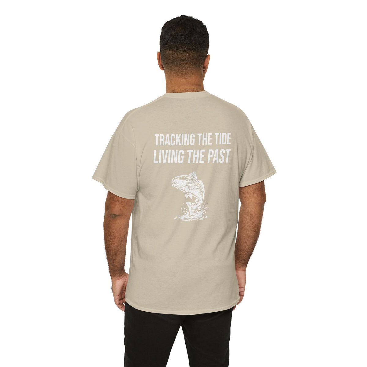 Fishing Tee — "Tracking the Tide, Living the Past" Graphic Shirt