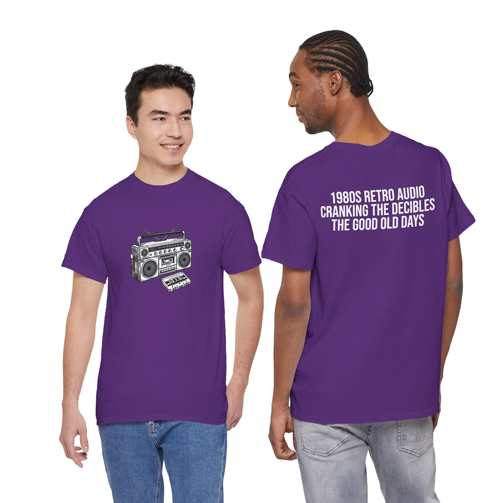Retro Boombox T-Shirt — 1980s Audio "Cranking the Decibels" Graphic Tee