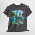 Fishing Tee — "Tracking the Tide, Living the Past" Graphic Shirt