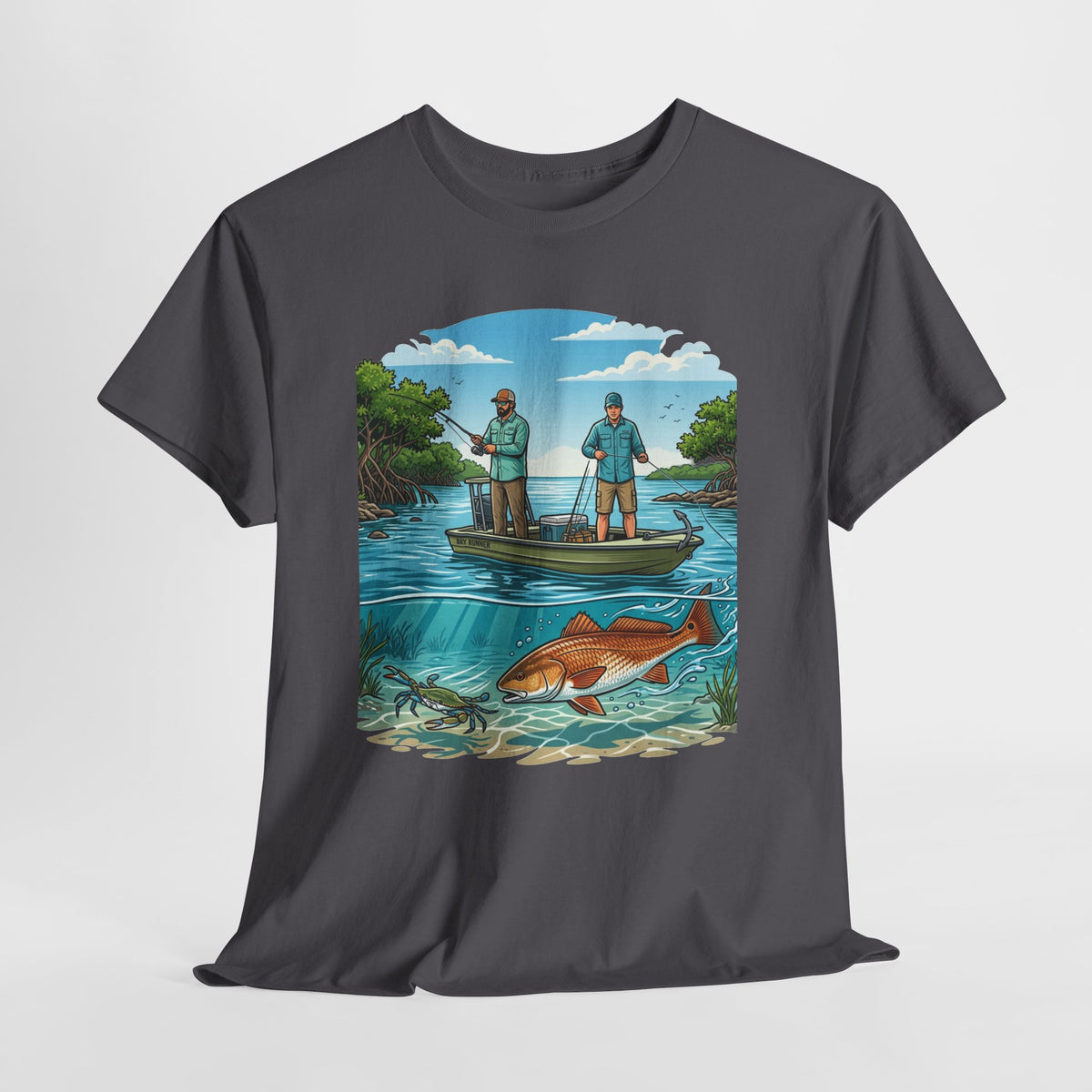 Fishing Tee — "Tracking the Tide, Living the Past" Graphic Shirt