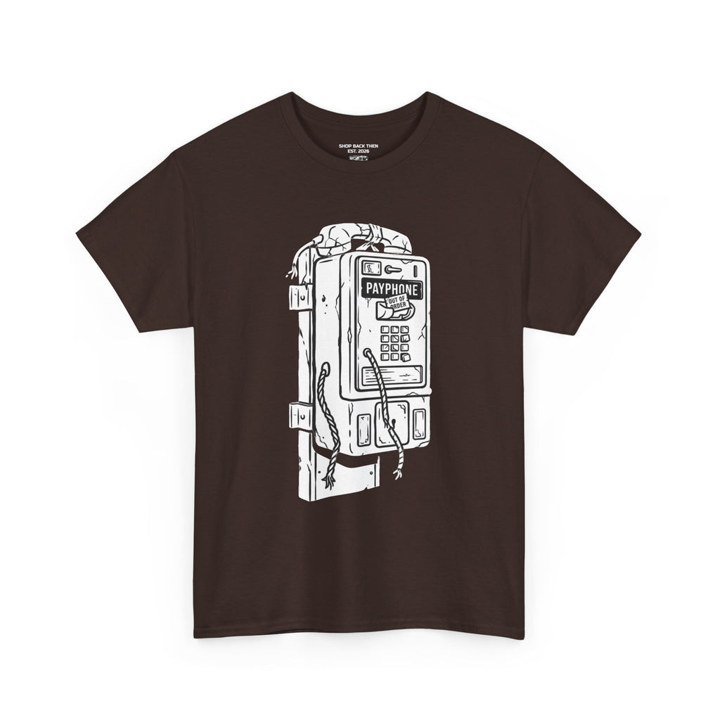 Retro Payphone T‑Shirt — "Back in the Day We Were Free Not Tracked" Vintage Camera Tee