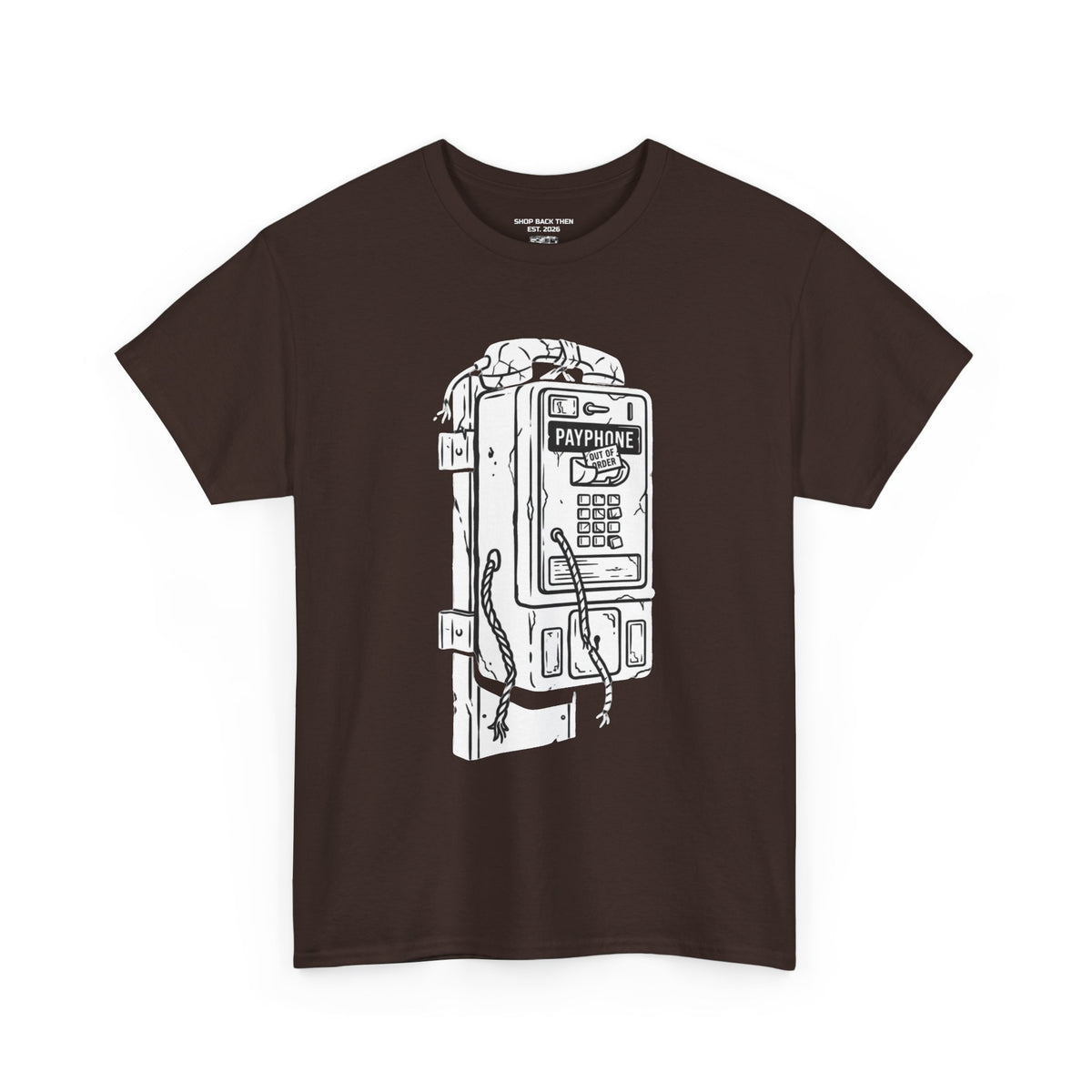 Retro Payphone T‑Shirt — "Back in the Day We Were Free Not Tracked" Vintage Camera Tee