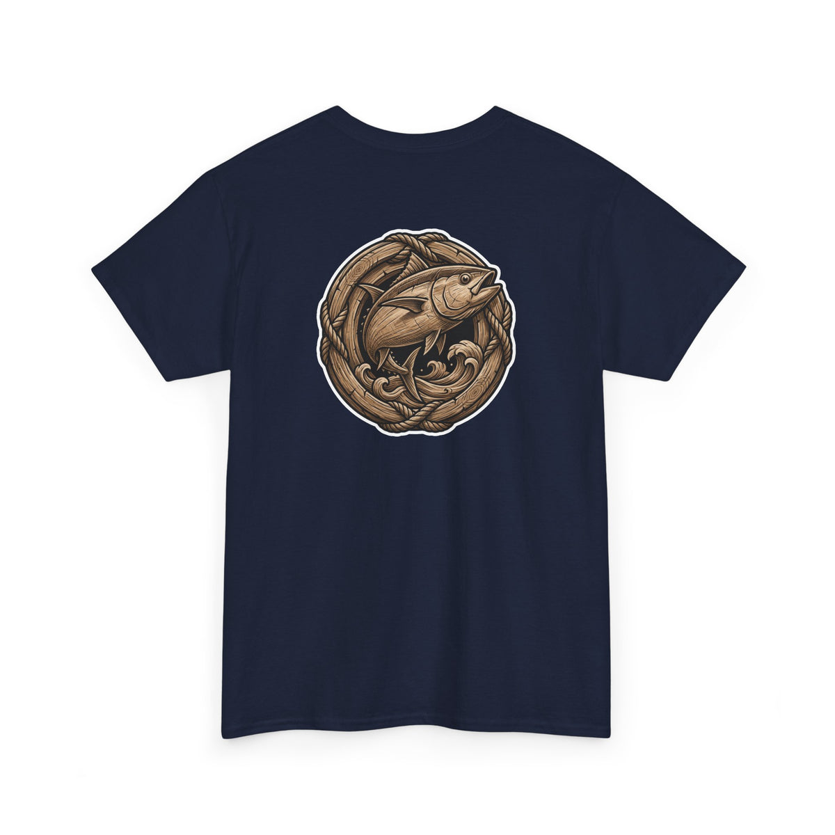 Fish Crest T‑Shirt — Vintage Nautical Trout Emblem Tee