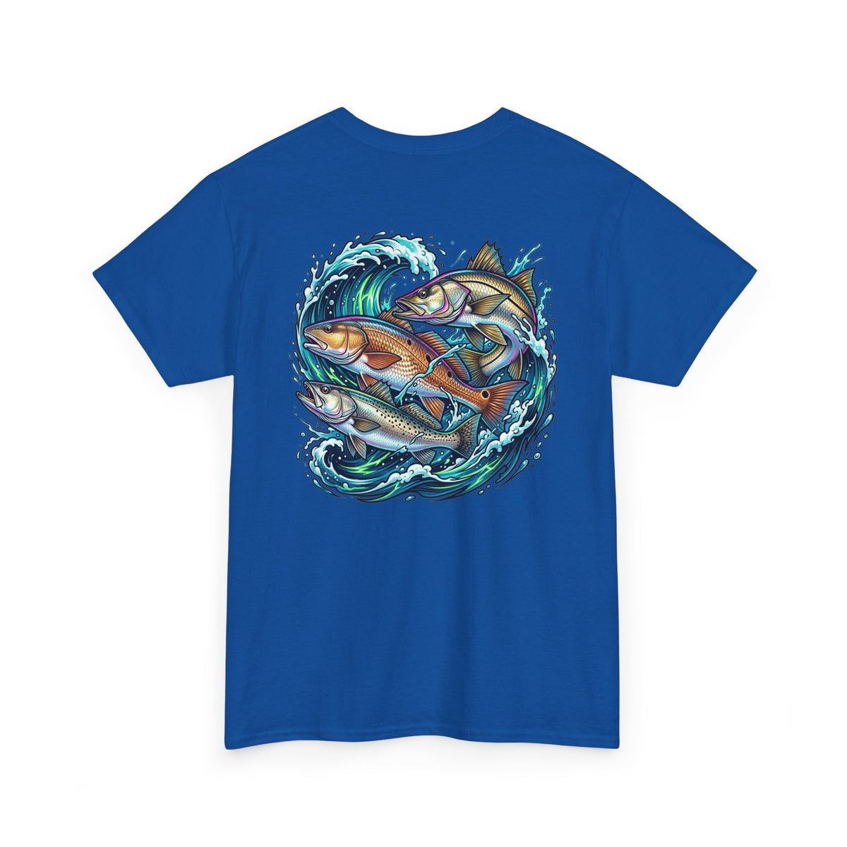 Fishing Crew T‑Shirt – Colorful Gamefish Wave Graphic Tee