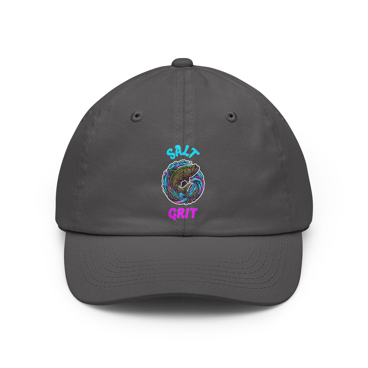 Salt Grit Dad Hat - Retro Neon Beach Wave Embroidered Cap