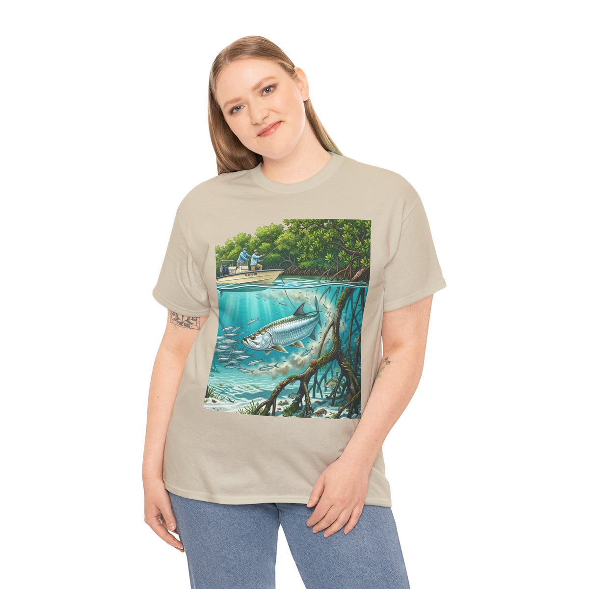 Fishing T-Shirt — "Back-Bay Rebel" Mangrove Born Graphic Tee
