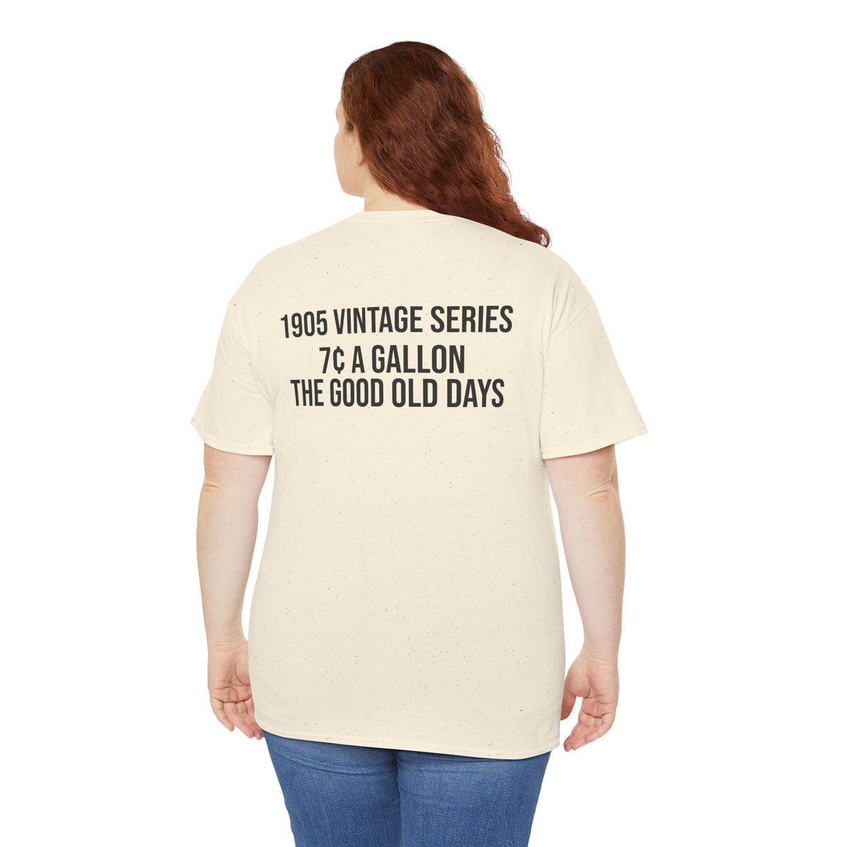 Vintage Gas Pump T-Shirt — "1905 Vintage Series: 7 a Gallon, The Good Old Days"