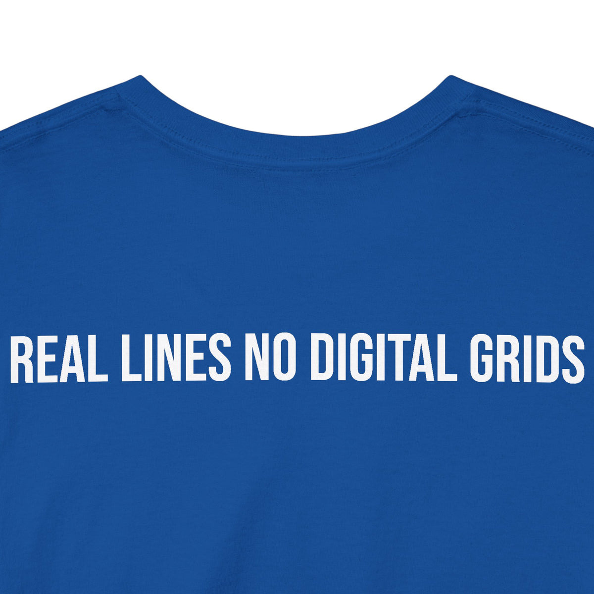 Fishing Tee — 'Real Lines No Digital Grids' Graphic T-Shirt (Salmon & Pier Design)