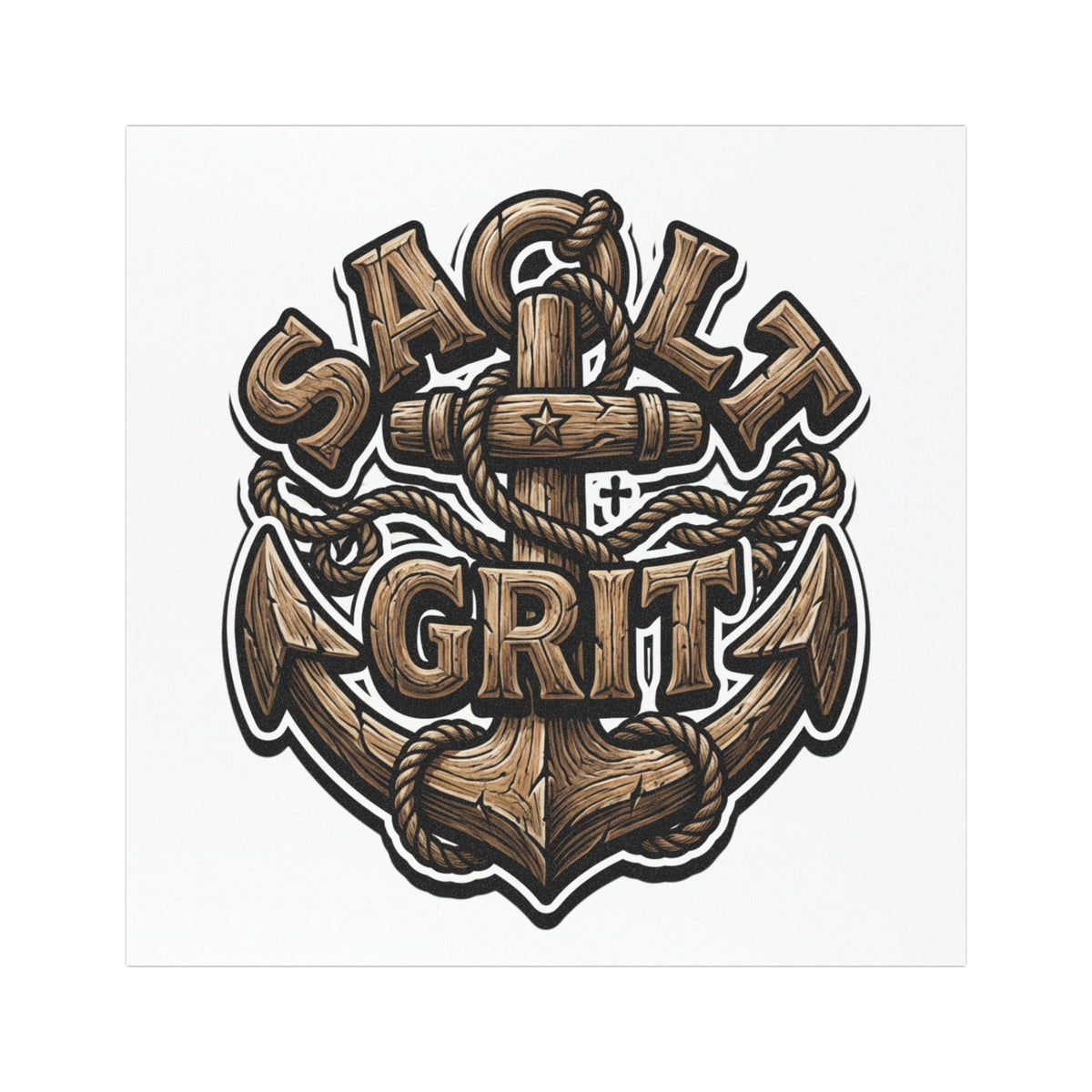 Salt & Grit Anchor Car Magnet — Nautical Wood-Style Waterproof Decal