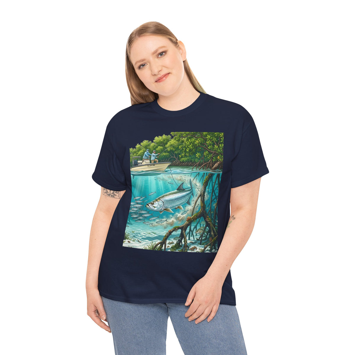 Fishing T-Shirt — "Back-Bay Rebel" Mangrove Born Graphic Tee