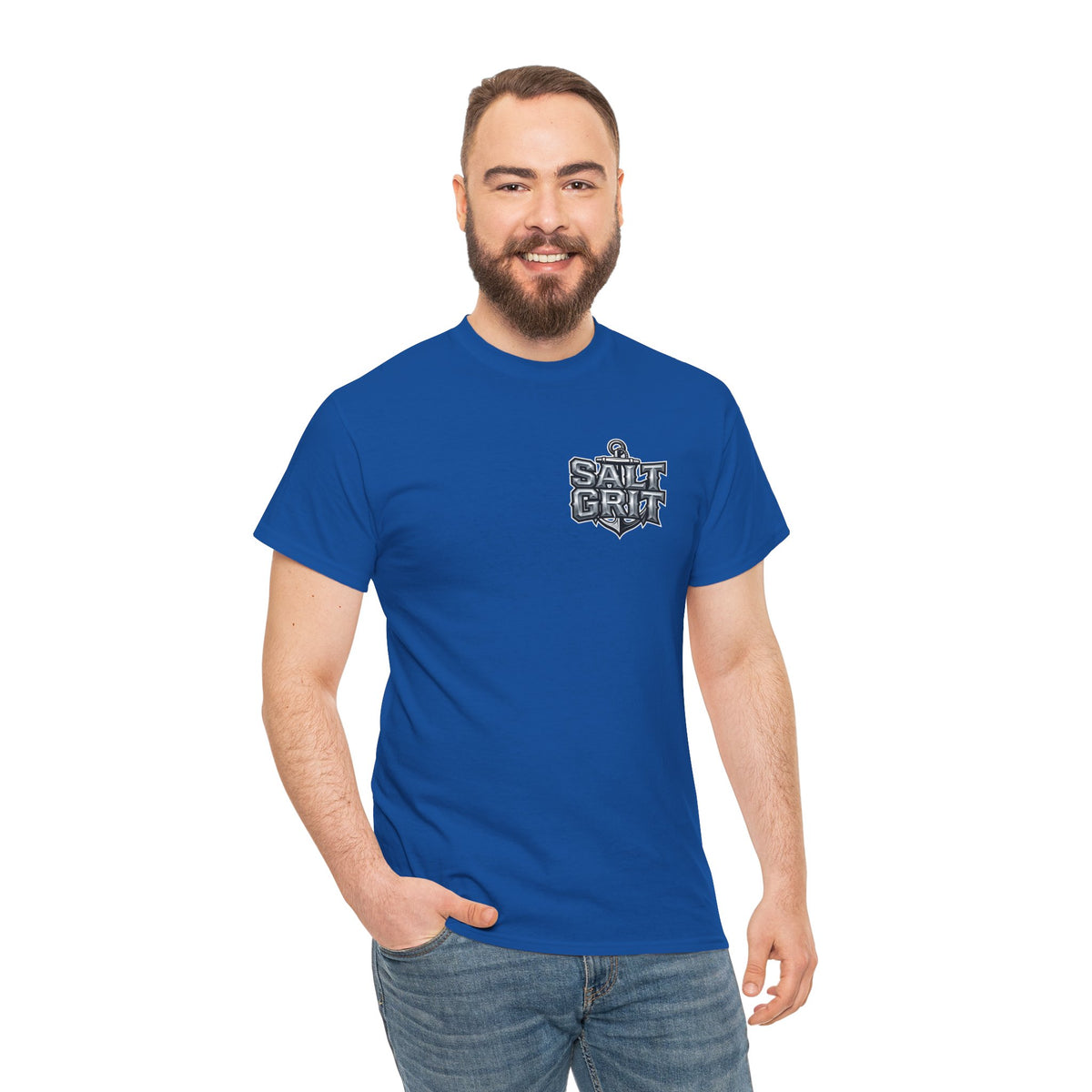Mahi-Mahi Fishing Tee — “Salt Grit” Logo Front & Leaping Fish Back