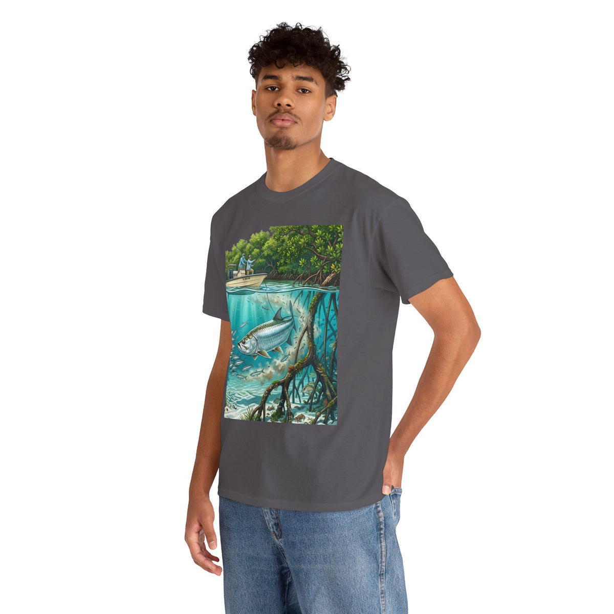 Fishing T-Shirt — "Back-Bay Rebel" Mangrove Born Graphic Tee