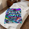 Velveteen Plush Blanket — 'Salt Grit' Coastal Fishing Throw by Jason Michael