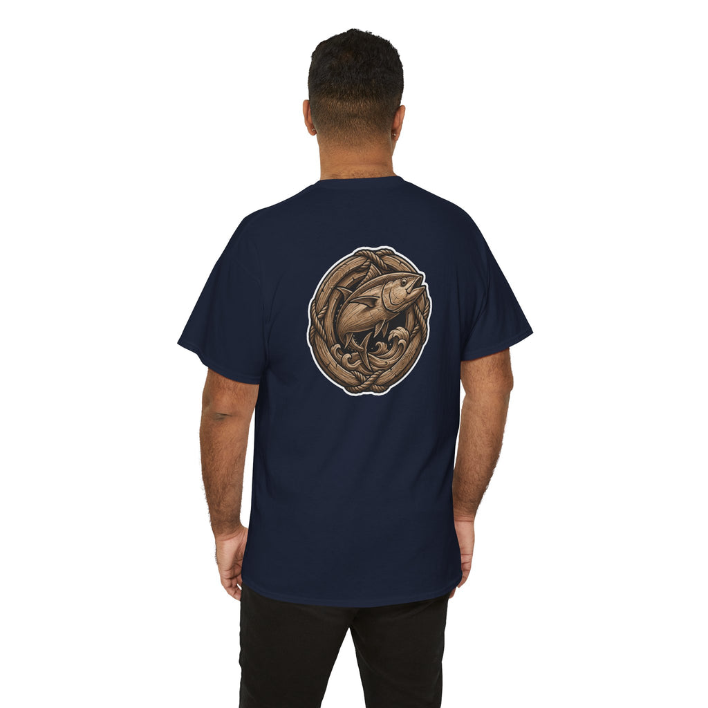 Fish Crest T‑Shirt — Vintage Nautical Trout Emblem Tee
