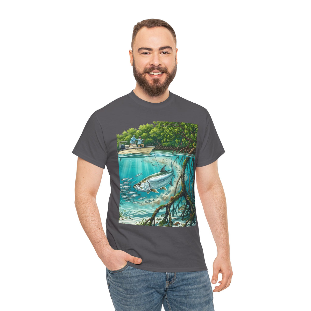 Fishing T-Shirt — "Back-Bay Rebel" Mangrove Born Graphic Tee