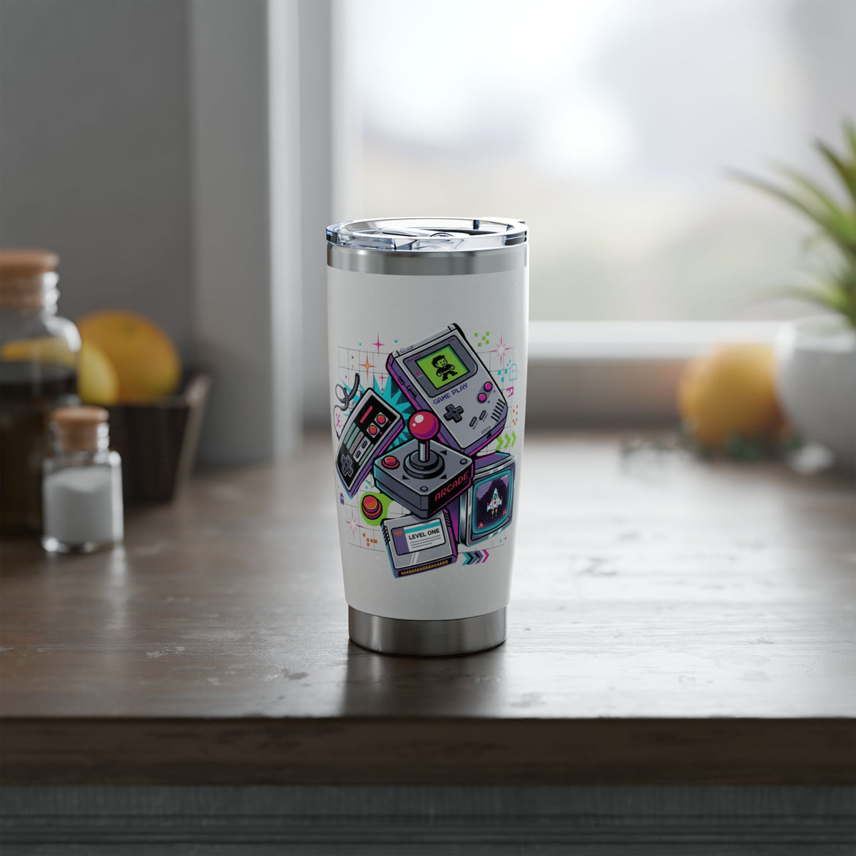 Retro Gaming 20oz Tumbler — Vagabond Arcade Stainless Travel Cup