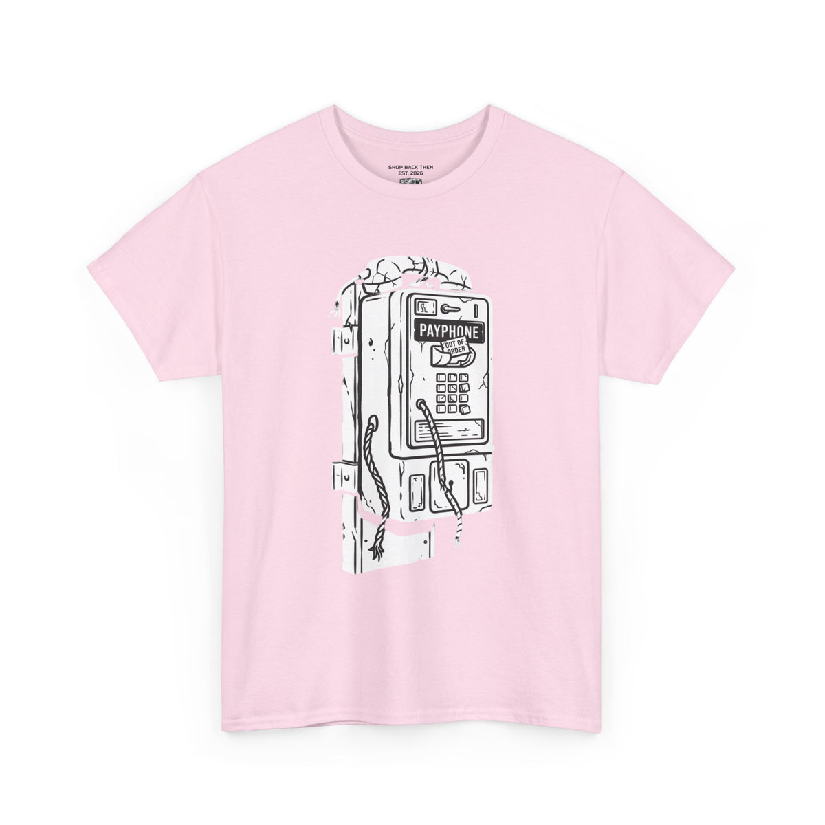 Retro Payphone T‑Shirt — "Back in the Day We Were Free Not Tracked" Vintage Camera Tee