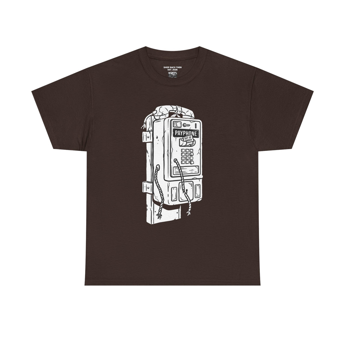 Retro Payphone T‑Shirt — "Back in the Day We Were Free Not Tracked" Vintage Camera Tee
