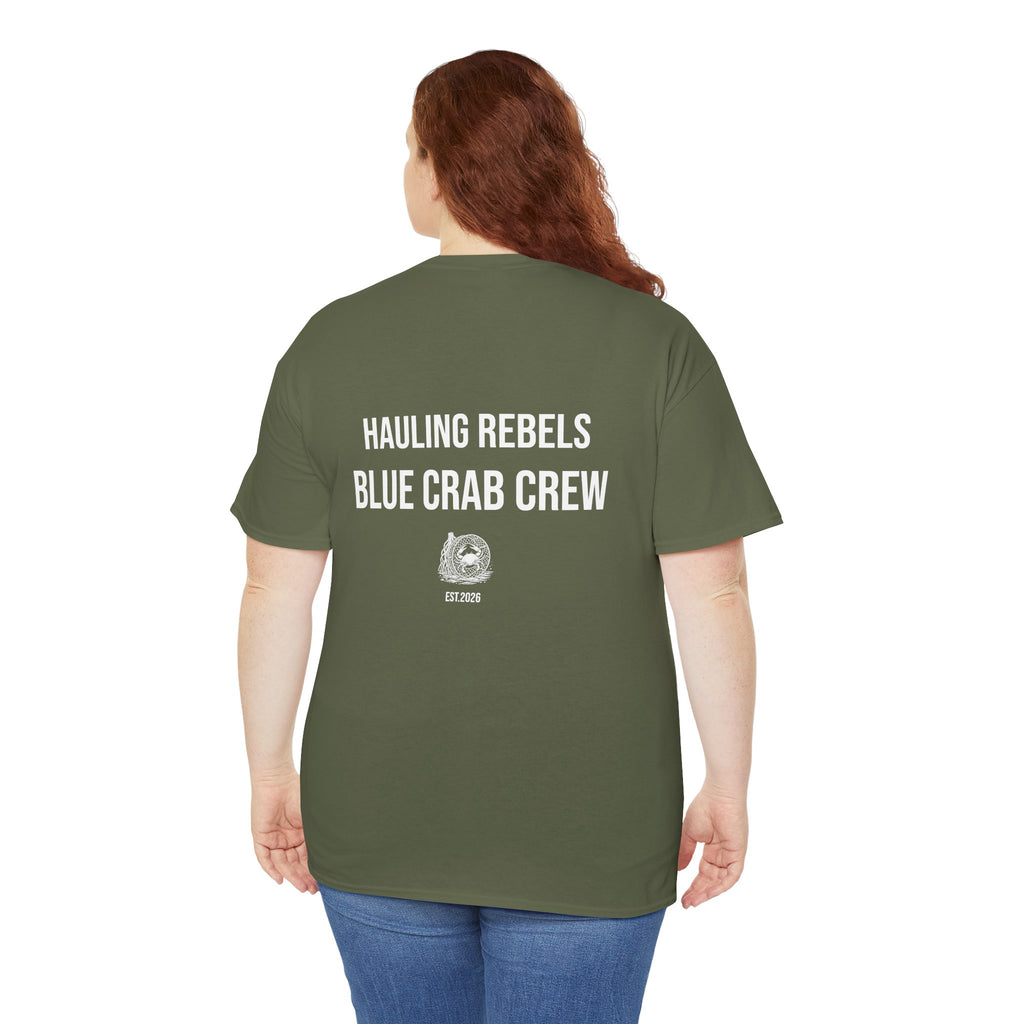Crab Crew Graphic Tee — "Hauling Rebels Blue Crab Crew" Cotton T-Shirt