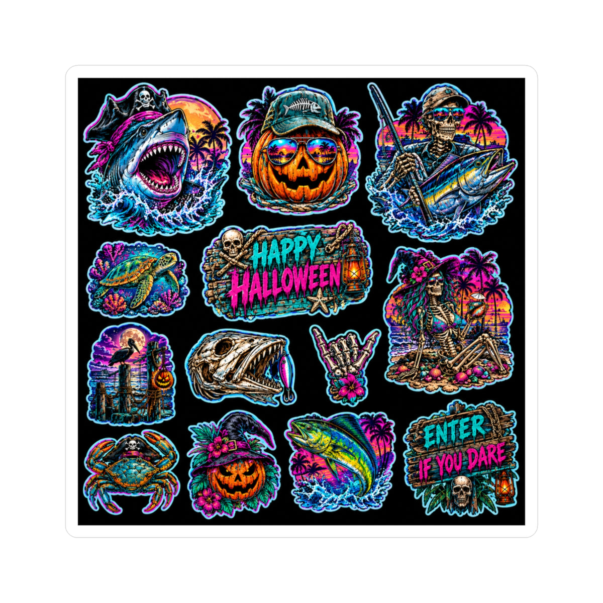 Halloween Neon Sticker Sheet – Kiss-Cut Vinyl Stickers