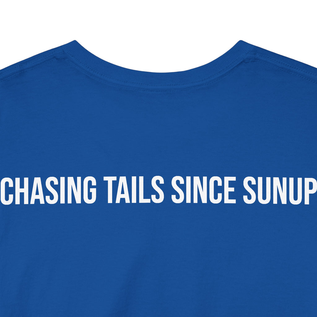 Fishing T-Shirt — Saltwater Tarpon Design with “Chasing Tails Since Sunup”