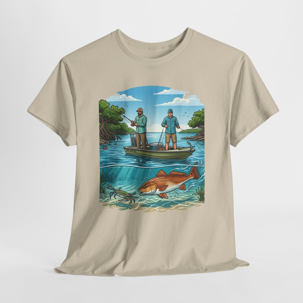 Fishing Tee — "Tracking the Tide, Living the Past" Graphic Shirt