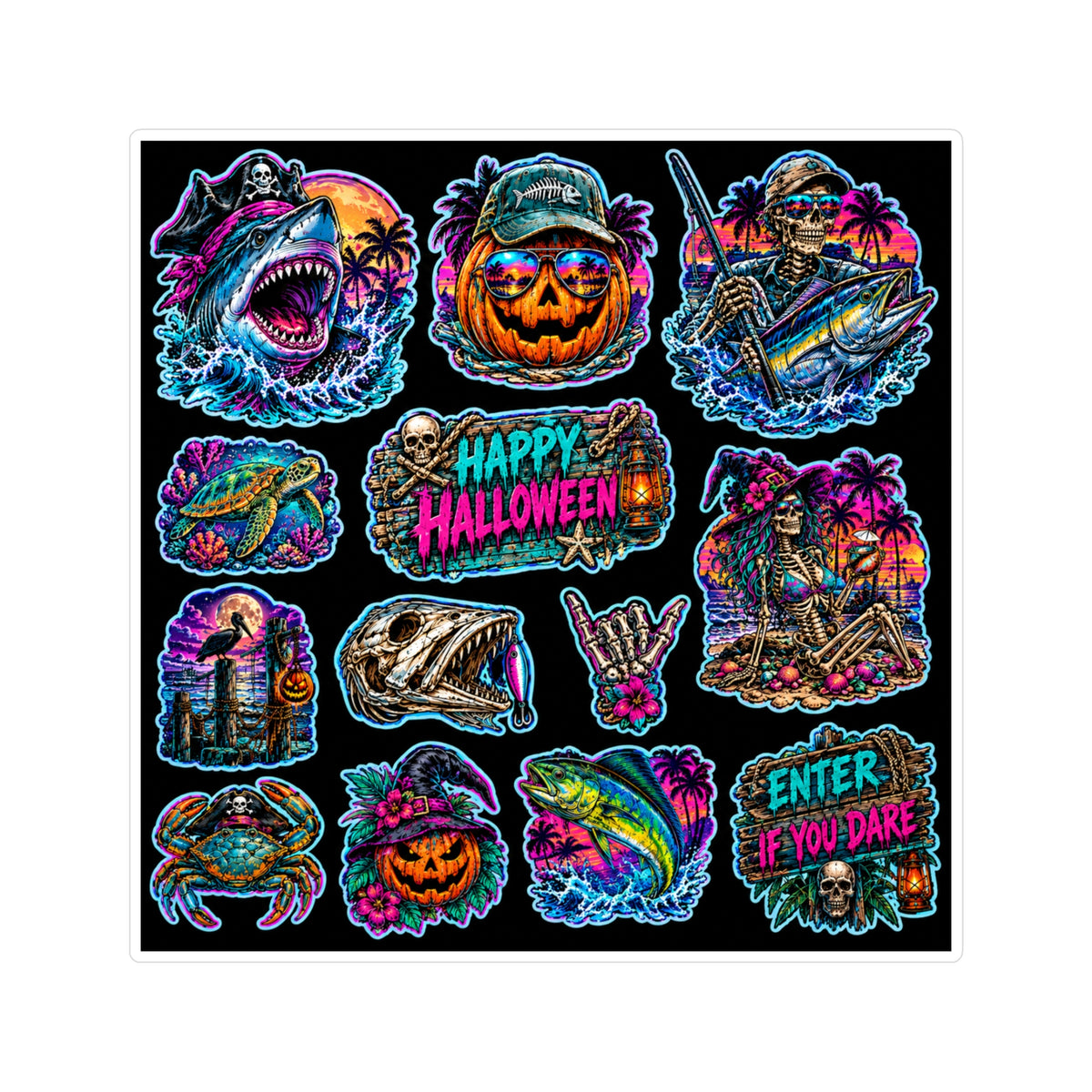 Halloween Neon Sticker Sheet – Kiss-Cut Vinyl Stickers