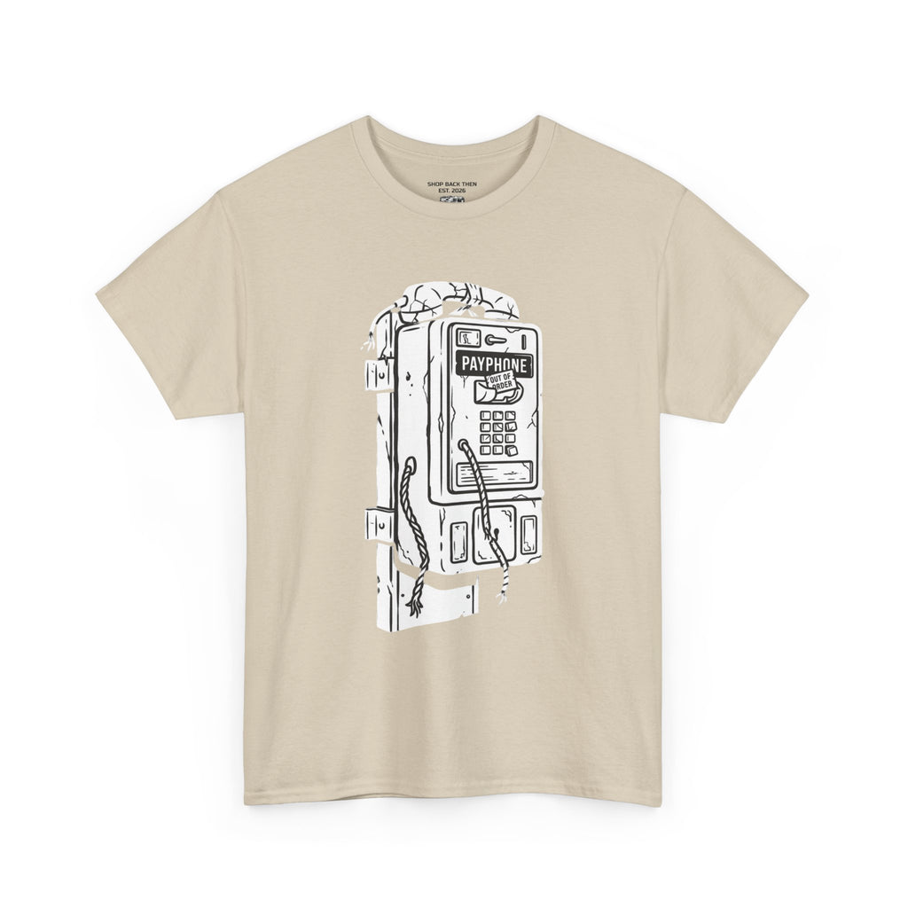 Retro Payphone T‑Shirt — "Back in the Day We Were Free Not Tracked" Vintage Camera Tee