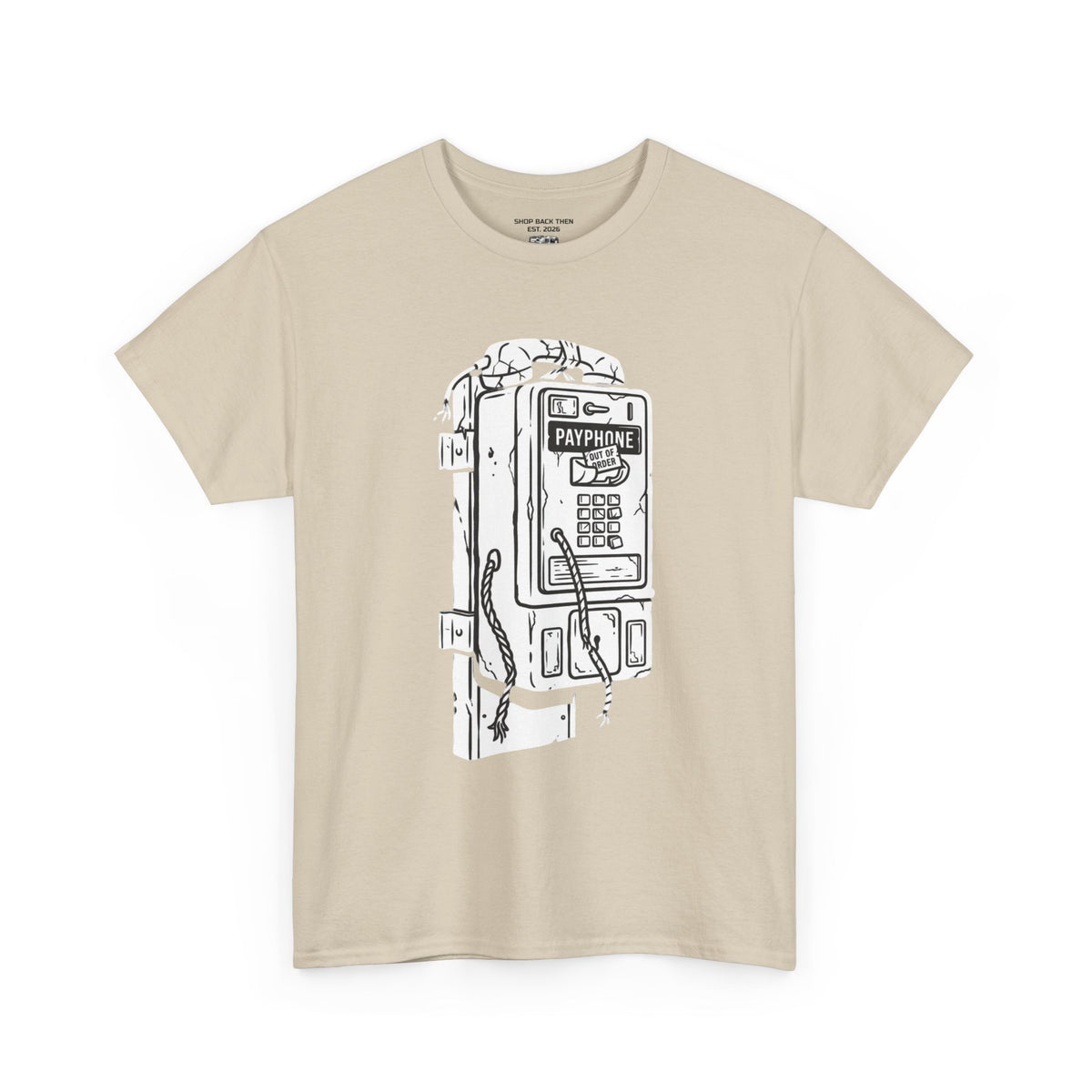Retro Payphone T‑Shirt — "Back in the Day We Were Free Not Tracked" Vintage Camera Tee