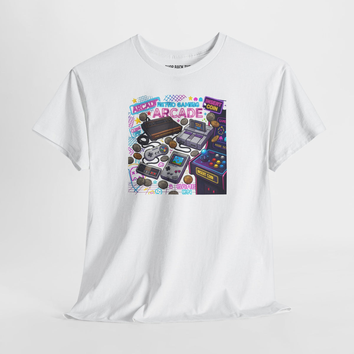 Retro Arcade Gaming T-Shirt — Classic Consoles & Cabinets Graphic Tee