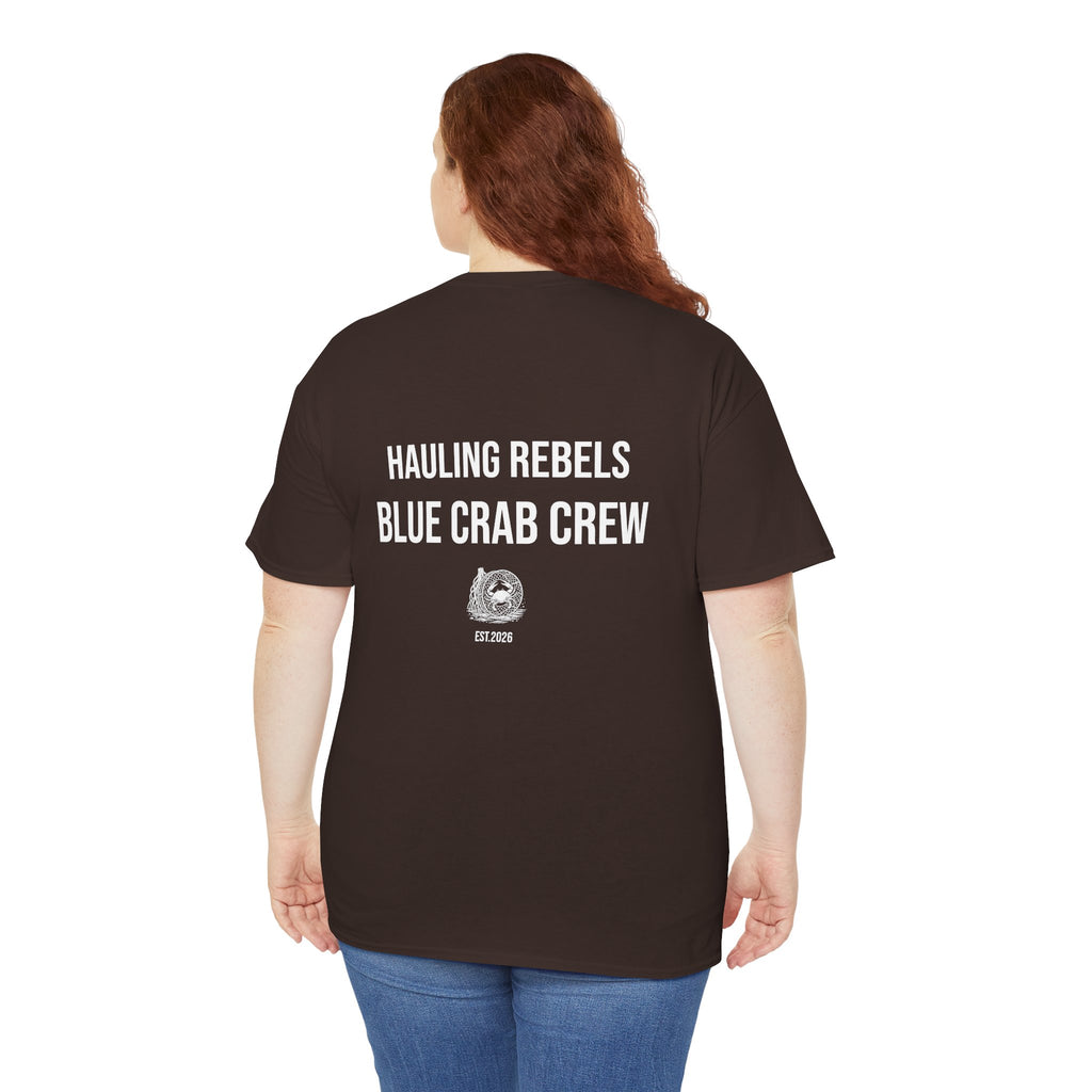 Crab Crew Graphic Tee — "Hauling Rebels Blue Crab Crew" Cotton T-Shirt