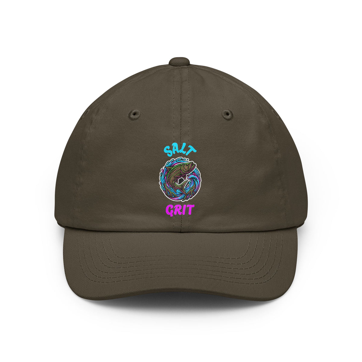 Salt Grit Dad Hat - Retro Neon Beach Wave Embroidered Cap