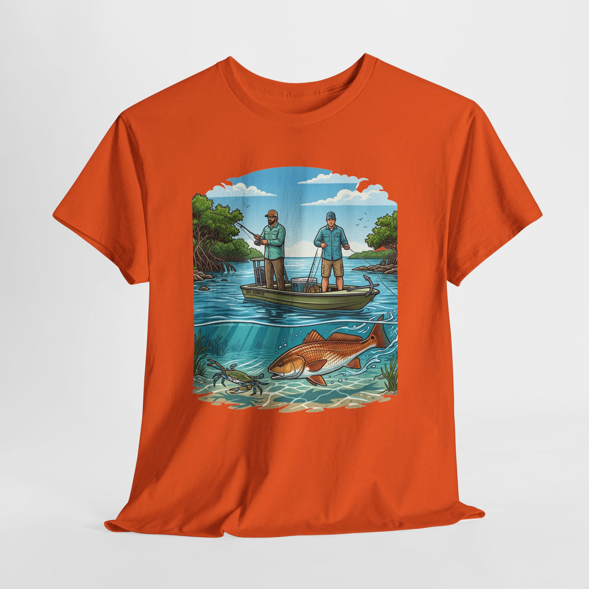 Fishing Tee — "Tracking the Tide, Living the Past" Graphic Shirt