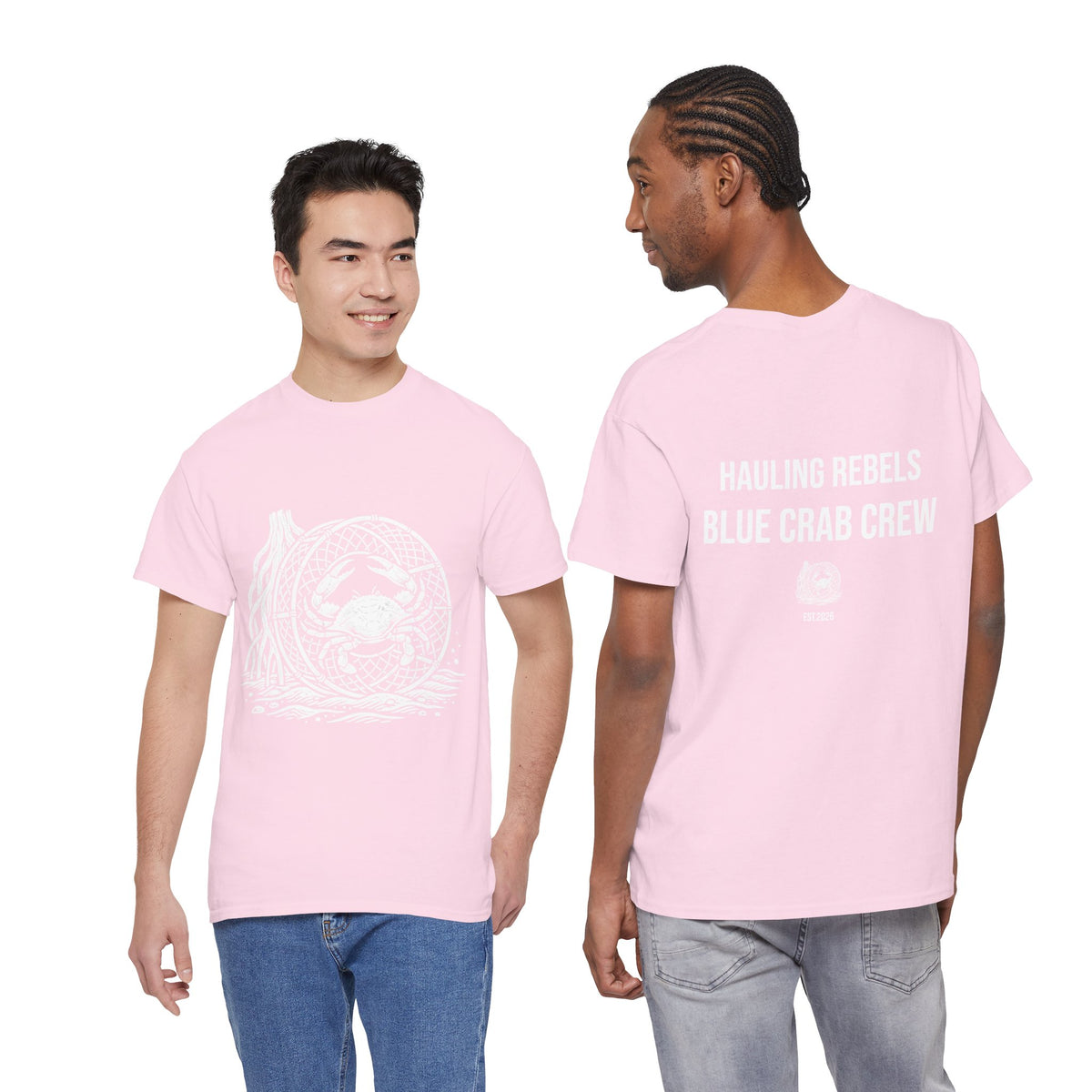 Crab Crew Graphic Tee — "Hauling Rebels Blue Crab Crew" Cotton T-Shirt