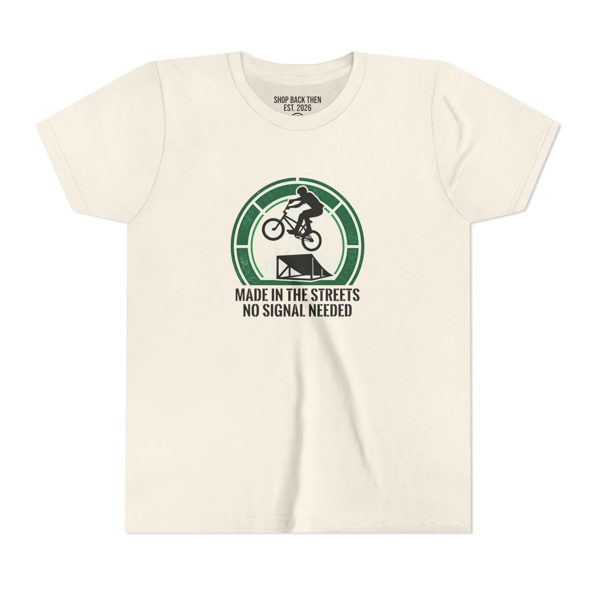 Kids BMX T‑Shirt – "Made in the Streets, No Signal Needed" Youth Tee