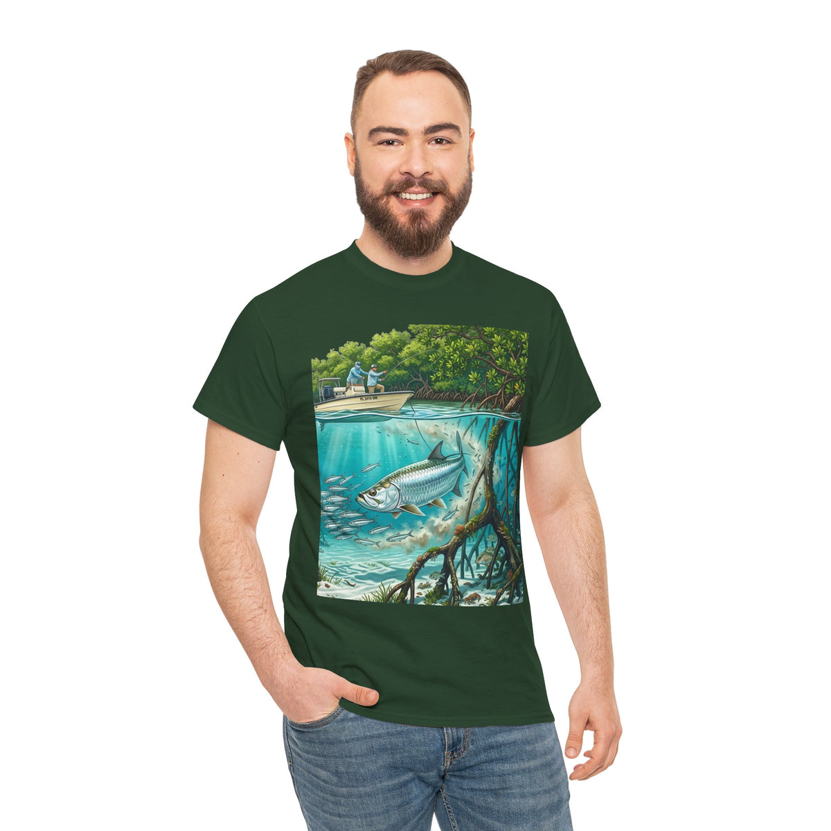 Fishing T-Shirt — "Back-Bay Rebel" Mangrove Born Graphic Tee