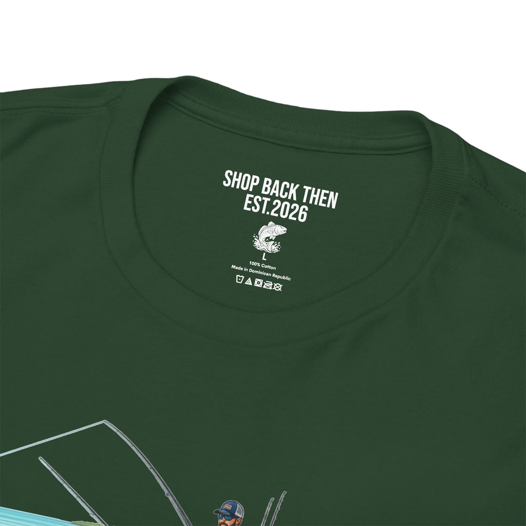 Fishing Boat Scene T‑Shirt — Vintage Underwater Trout Illustration